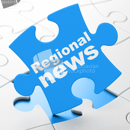 Image of News concept: Regional News on puzzle background