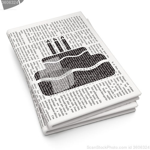 Image of Entertainment, concept: Cake on Newspaper background