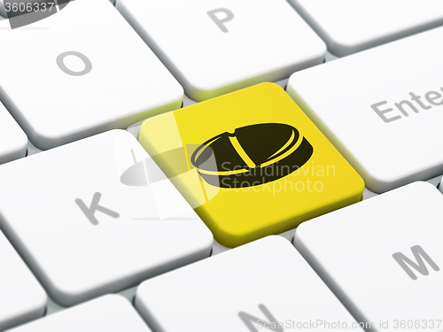 Image of Medicine concept: Pill on computer keyboard background