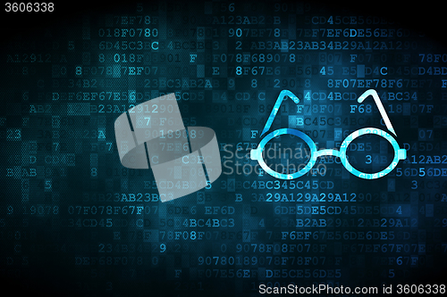 Image of Studying concept: Glasses on digital background