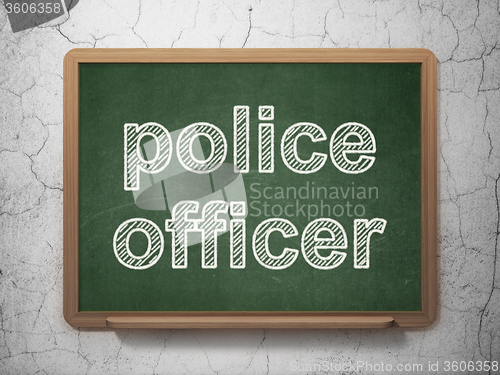 Image of Law concept: Police Officer on chalkboard background