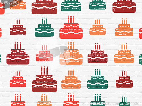 Image of Entertainment, concept: Cake icons on wall background