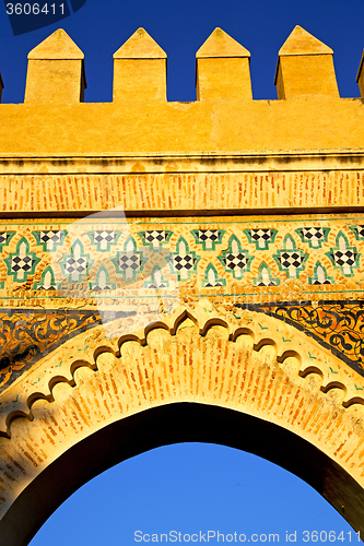 Image of morocco arch in africa old   blue sky