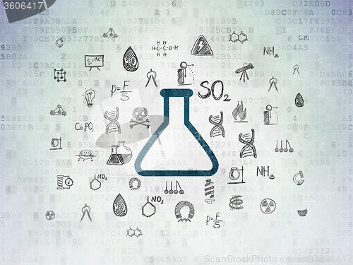 Image of Science concept: Flask on Digital Paper background