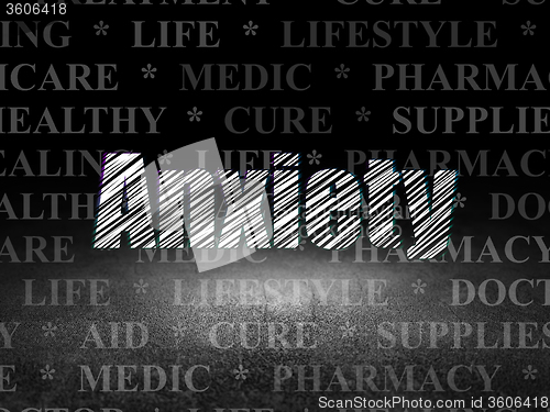 Image of Medicine concept: Anxiety in grunge dark room