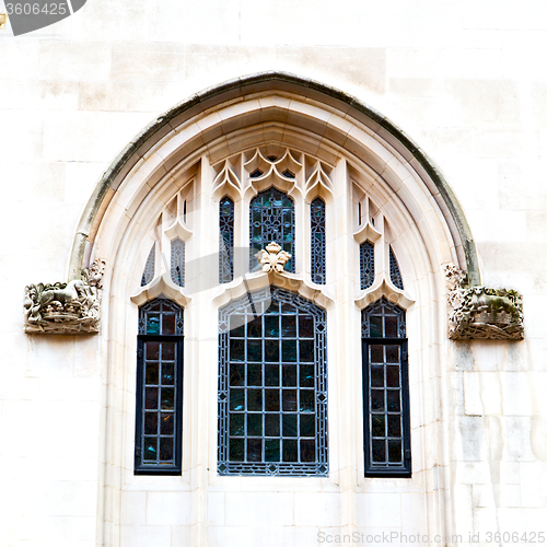 Image of old windon in england london brick and glass the wall 