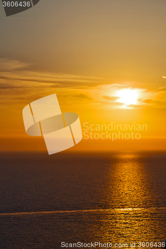 Image of in cyclades  hill    greece sunset and the 