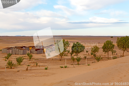 Image of tent in   of morocco sahara and rock  stone  