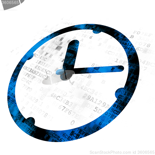 Image of Time concept: Clock on Digital background