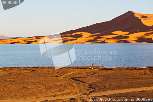 Image of sunshine in the yellow  desert   sand and     dune