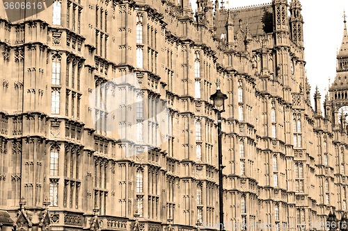 Image of old in london  historical    parliament glass  window    structu