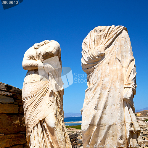 Image of archeology  in delos greece the historycal acropolis and old rui