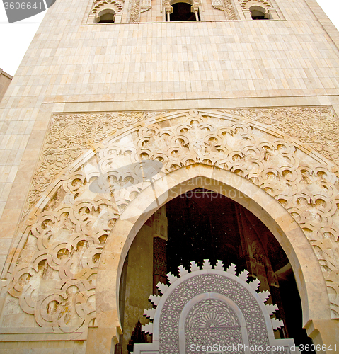 Image of  muslim in  mosque the history  symbol   morocco  africa  minare