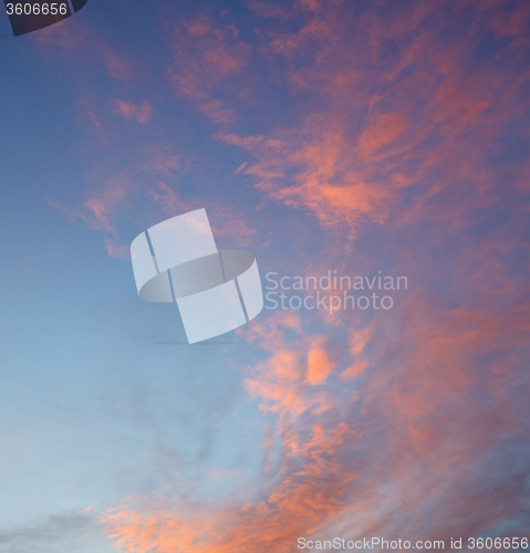 Image of light  the sunrise in  colored sky white soft clouds and abstrac