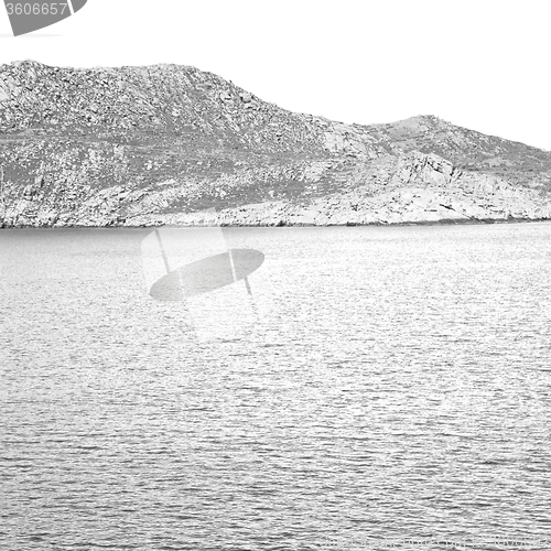 Image of greece from the boat  islands in mediterranean sea and sky