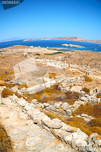 Image of antique  in delos greece the historycal acropolis and old ruin s