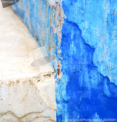 Image of blue  in texture wall and  morocco africa abstract