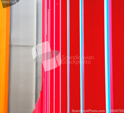Image of blue red abstract metal in englan london railing steel and backg