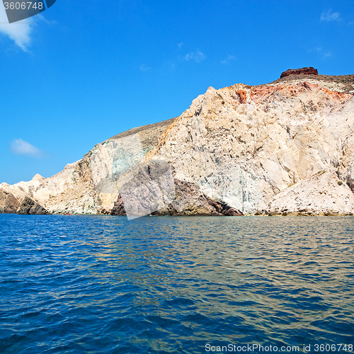 Image of from the boat sea and sky in mediterranean sea santorini greece 