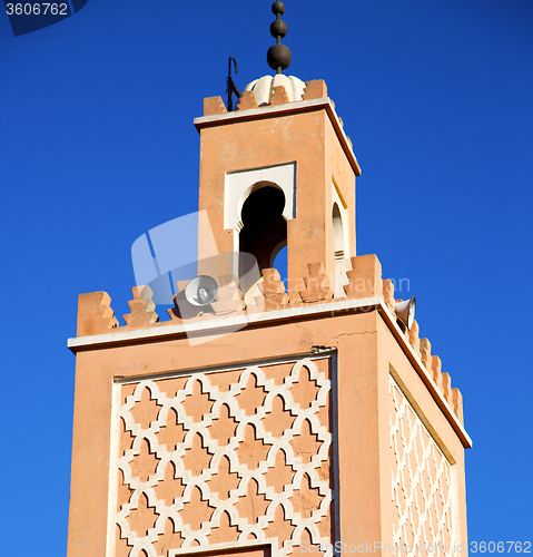 Image of in maroc africa minaret and the blue    sky