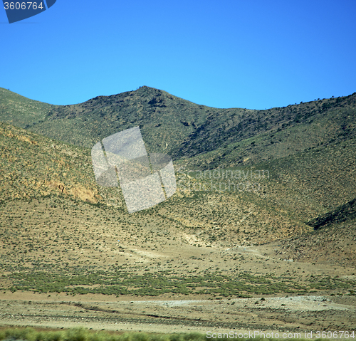 Image of valley in   africa morocco the atlas dry mountain ground isolate