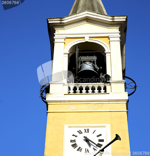 Image of in cislago old abstract    italy   the   wall  and church tower 