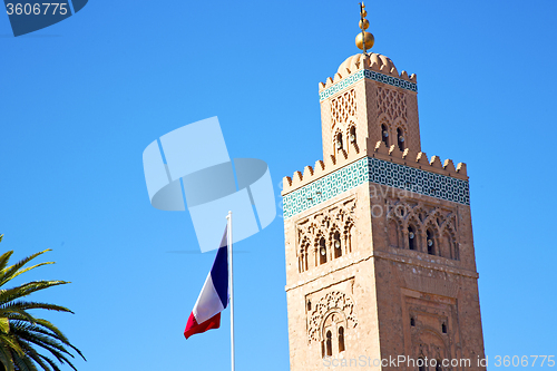 Image of history in maroc africa  french waving flag    sky