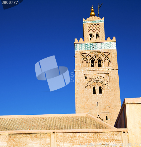 Image of in maroc africa minaret and the blue    sky