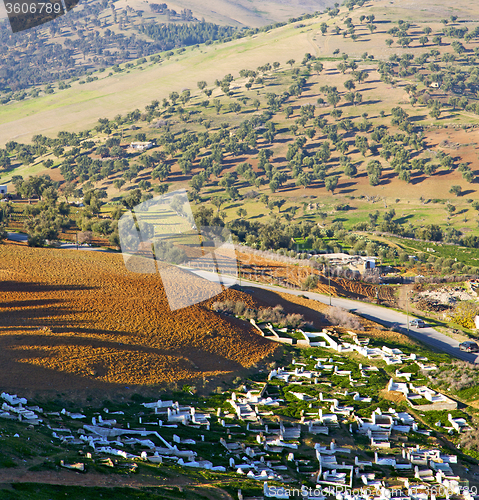 Image of from high in the village morocco africa field and constructions