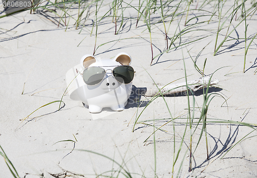 Image of Piggy bank on the beach