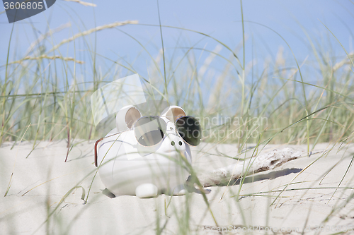 Image of Piggy bank in the sand dunes
