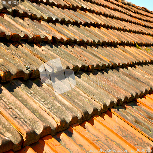 Image of old roof in italy the line and texture of diagonal architecture
