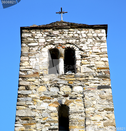 Image of in barzola old abstract in    and church tower bell sunny day 