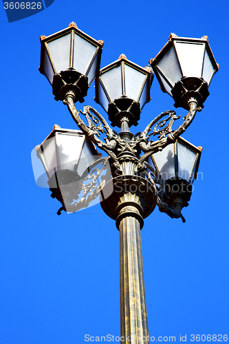 Image of  street lamp in morocco africa old lantern    and sky