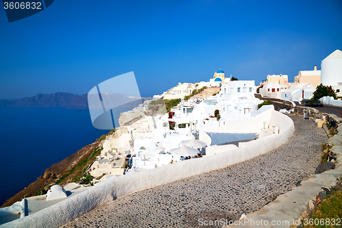 Image of greece in santorini the old town near   mediterranean sea and ch