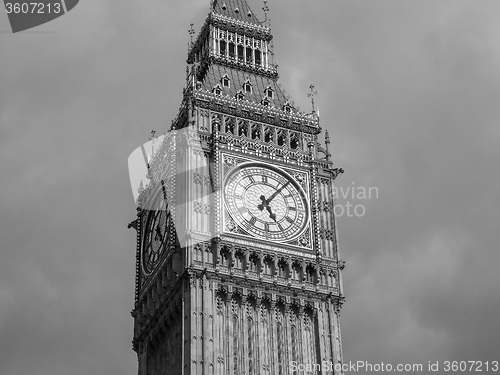 Image of Black and white Big Ben in London