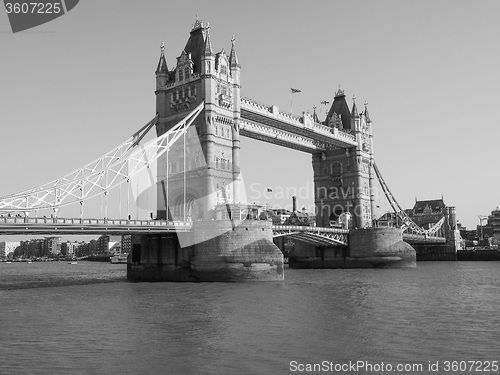Image of Black and white Tower Bridge in London