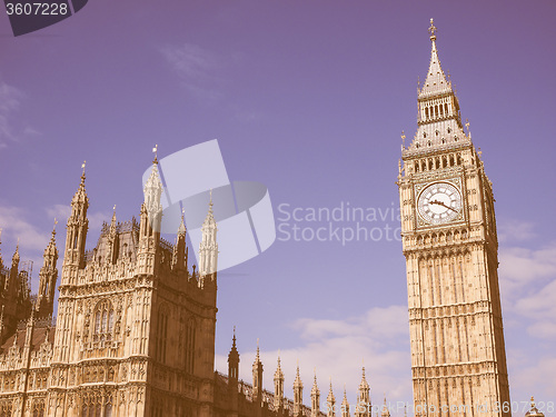 Image of Retro looking Houses of Parliament in London