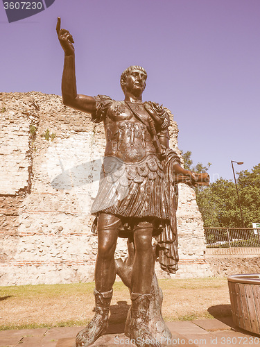 Image of Retro looking Trajan statue in London