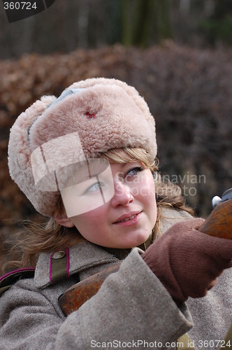 Image of Soviet girl-soldier.WWII reenacting