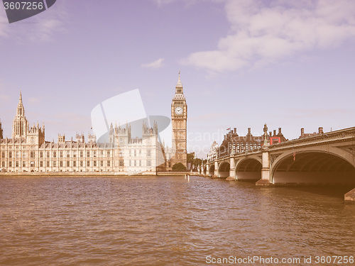 Image of Retro looking Houses of Parliament in London