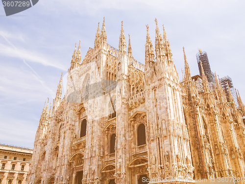Image of Retro looking Milan cathedral