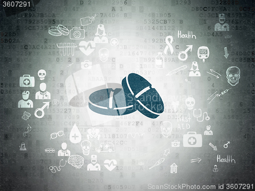 Image of Healthcare concept: Pills on Digital Paper background