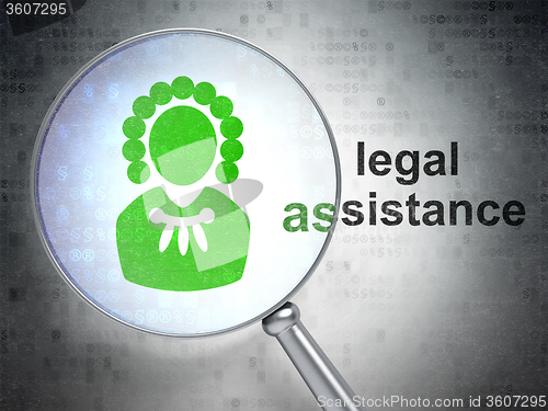 Image of Law concept: Judge and Legal Assistance with optical glass