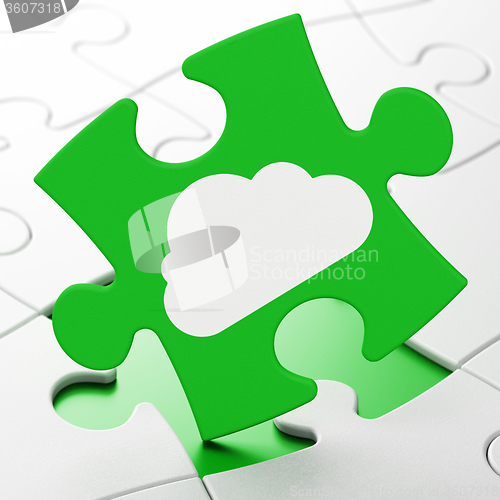 Image of Cloud computing concept: Cloud on puzzle background
