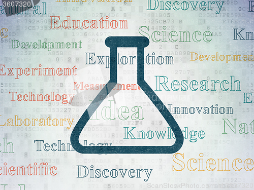 Image of Science concept: Flask on Digital Paper background