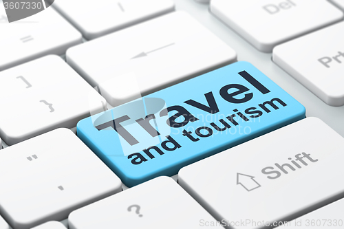 Image of Vacation concept: Travel And Tourism on computer keyboard background