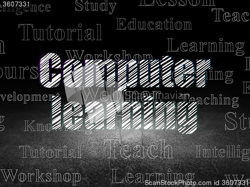 Image of Education concept: Computer Learning in grunge dark room