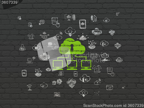 Image of Cloud networking concept: Cloud Network on wall background