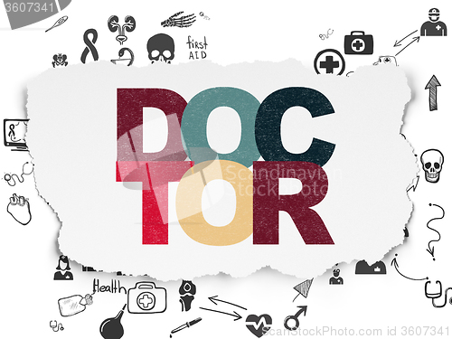 Image of Medicine concept: Doctor on Torn Paper background